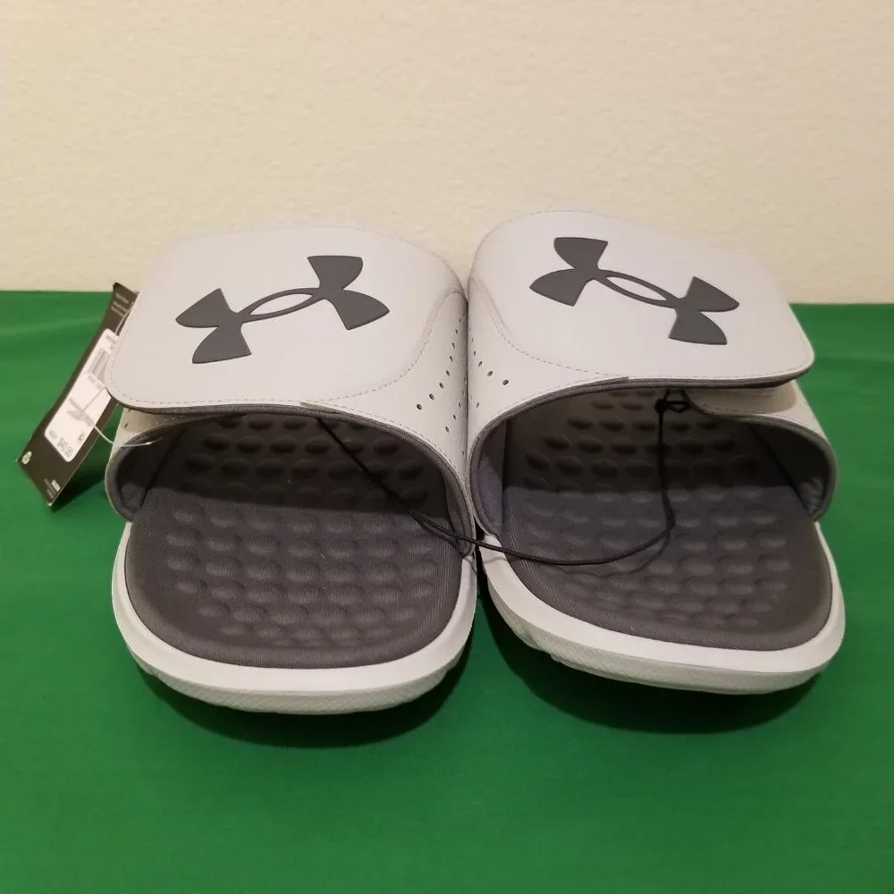 Under Armour Ignite Pro Slides Men Size 18 Black Gray Sandals Big & Tall NWT